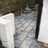 Mid build showing the paving slabs being laid