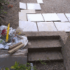 Once the area was cleared and the area prepared for paving we lay out the slabs in position
